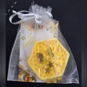 Bee Honeycomb Soap Favor – Single Wrapped Bar (Baby Shower / Gift)